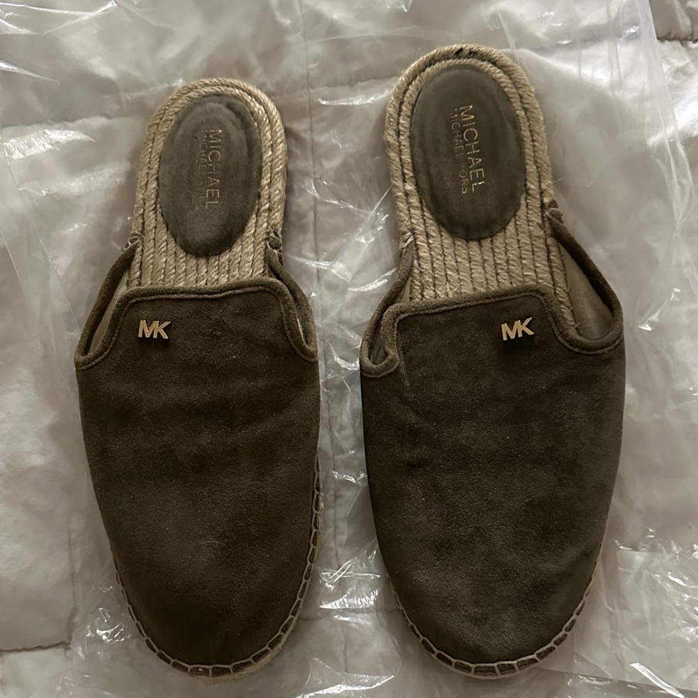 Michael Kors Khaki Suede Espadrille Mules